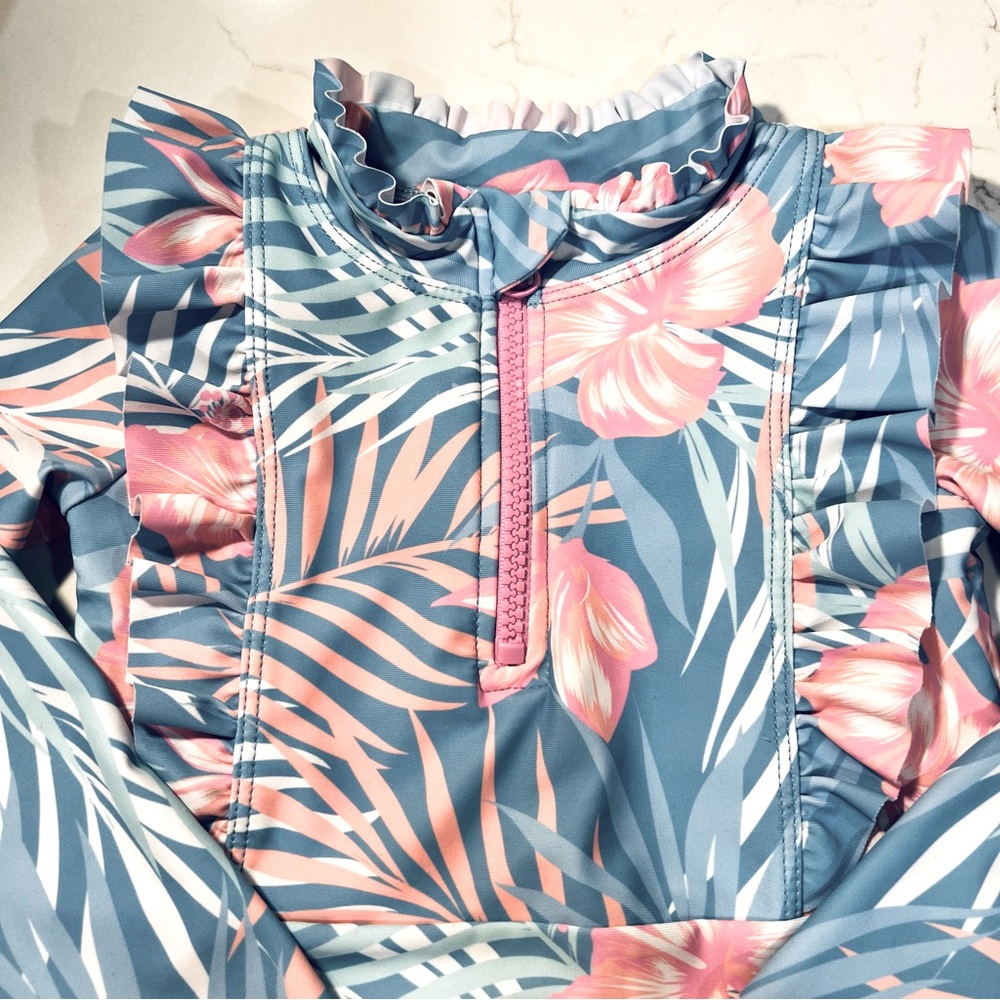 Tommy Bahama Infant Girl Tropical Long Sleeve Swimsuit Paddle Suit 24 Months